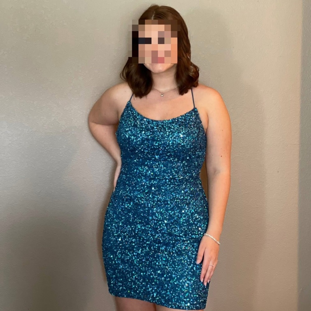 Sparkling Teal Mini Dress